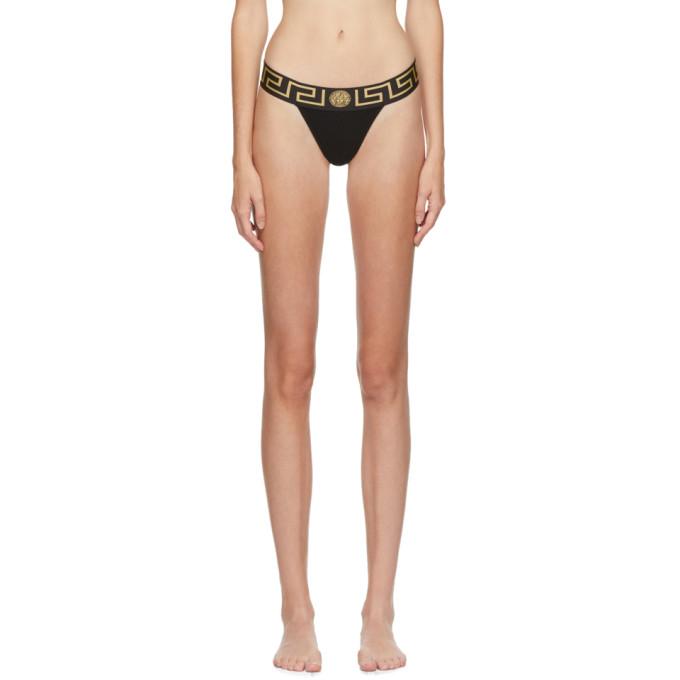 Versace Underwear Black Medusa Thong