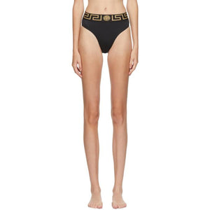 Versace Underwear Black Thick Band Medusa Bikini Bottom