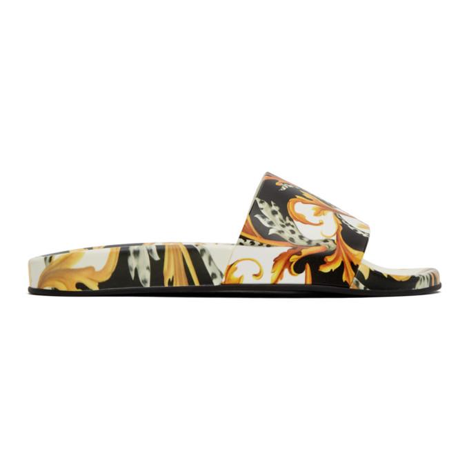 Versace White Baroque Pool Slides