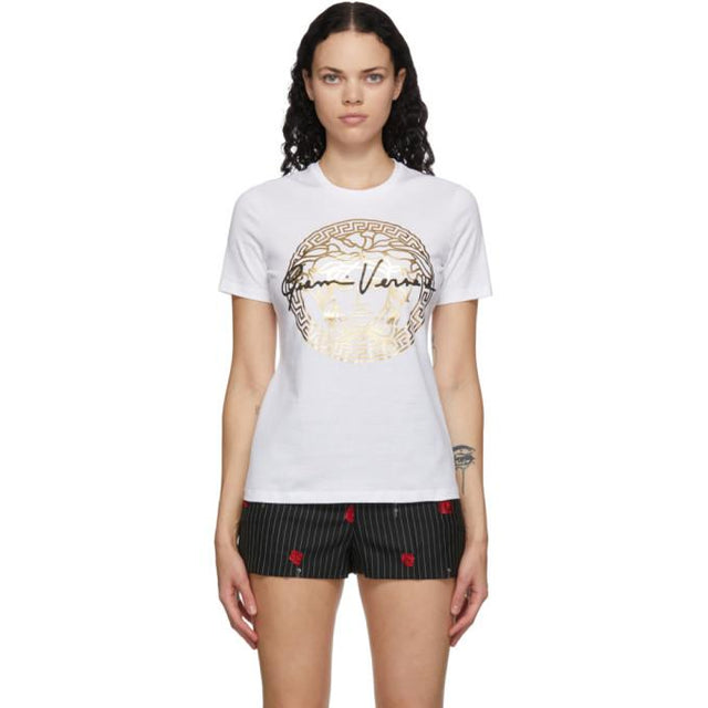 Versace White Medusa Head Gianni Logo T-Shirt