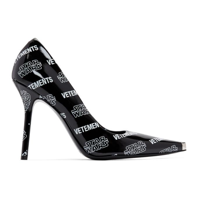 VETEMENTS Black and White STAR WARS Edition All Over Logo Heels