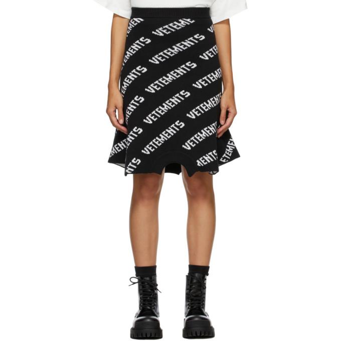 VETEMENTS Black Knit Logo Sweatshirt Skirt