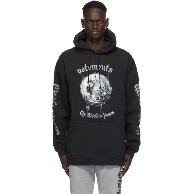 VETEMENTS Black Motorhead Edition The World Is Yours Hoodie