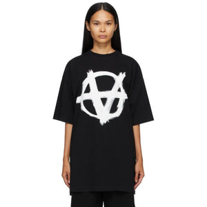 VETEMENTS Black Print Anarchy Gothic Logo T-Shirt