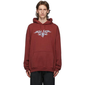 VETEMENTS Burgundy Embroidered Hoodie