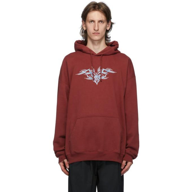 VETEMENTS Burgundy Embroidered Hoodie