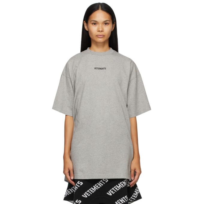 VETEMENTS Grey Logo Patch T-Shirt