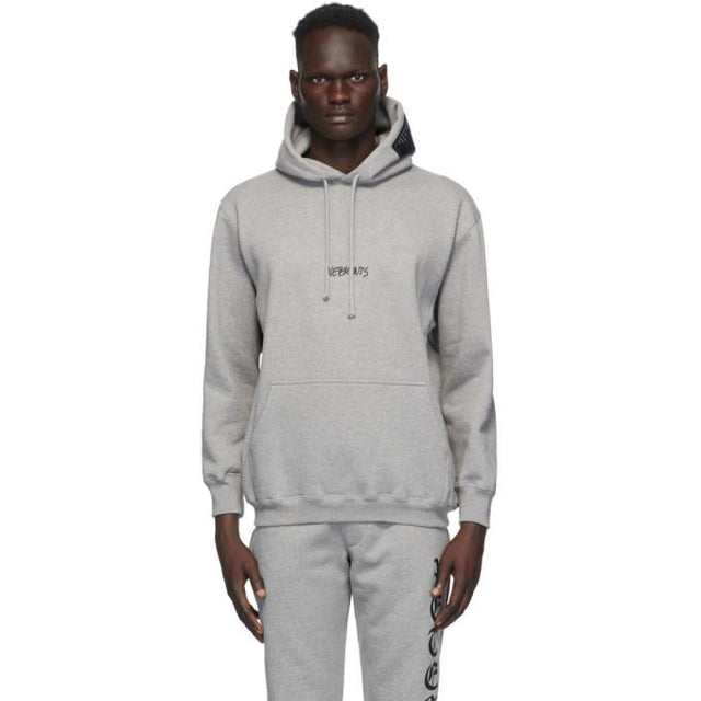 VETEMENTS Grey Written Logo Hoodie