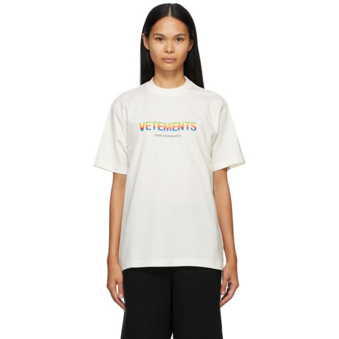 VETEMENTS Off-White Think Differently Logo T-Shirt