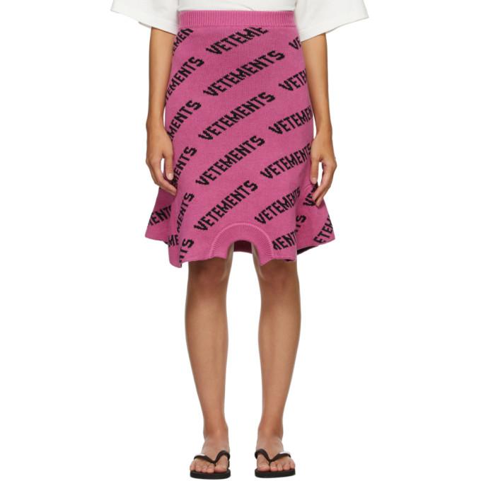 VETEMENTS Pink Knit Logo Sweatshirt Skirt