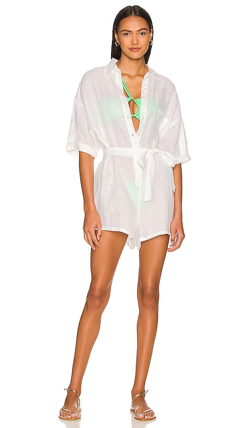 vitamin A Playa Romper in White Vitamine A Playa Raiper en blanc 维生素A Playa Romper白色