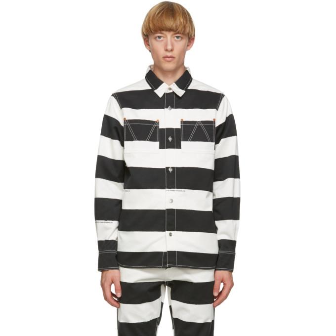 Vyner Articles Black and White Stripe Print Worker Shirt