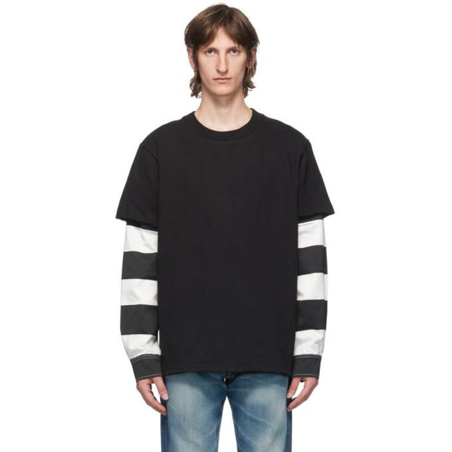 Vyner Articles Black and White Striped Skater Sweatshirt