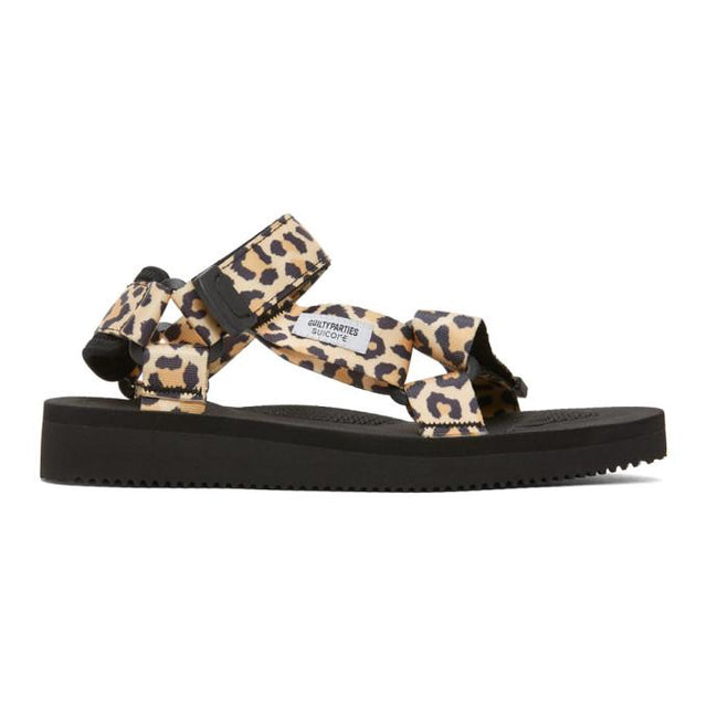 WACKO MARIA Beige and Black Suicoke Edition Leopard Beach Sandals