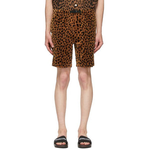 WACKO MARIA Brown and Black Velour Leopard Shorts