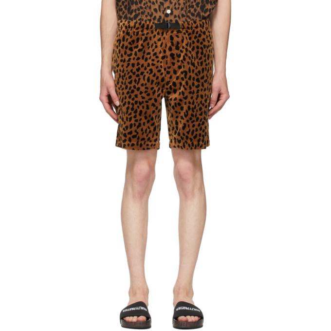 WACKO MARIA Brown and Black Velour Leopard Shorts