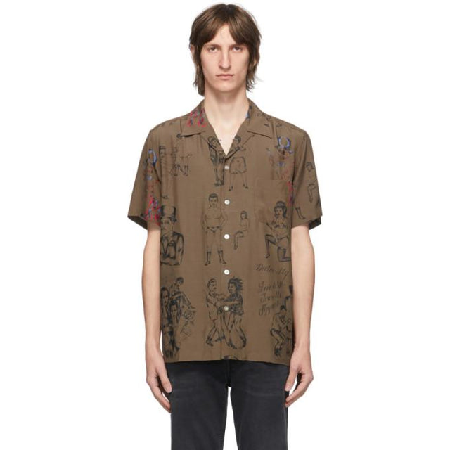 WACKO MARIA Brown Born x Raised Edition Tattoo Shirt