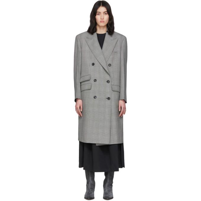 We11done Black and White Glen Check Tailored Double-Breasted Coat