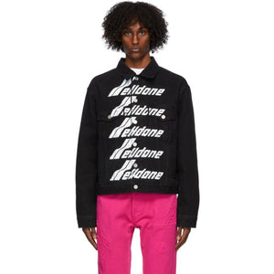 We11done Black Denim Front Logo Jacket