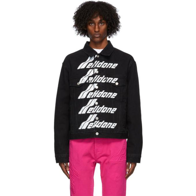 We11done Black Denim Front Logo Jacket