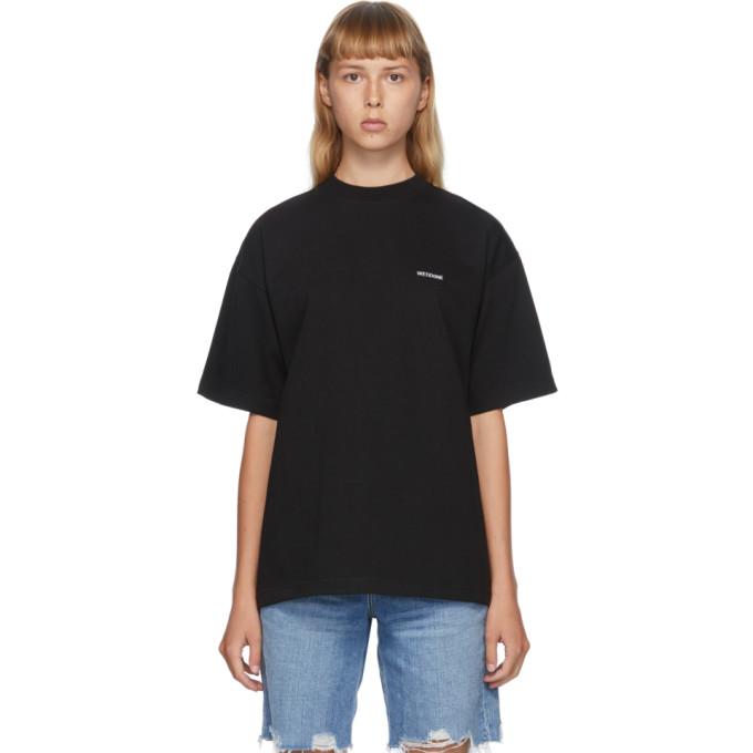 We11done Black High-Neck Logo T-Shirt