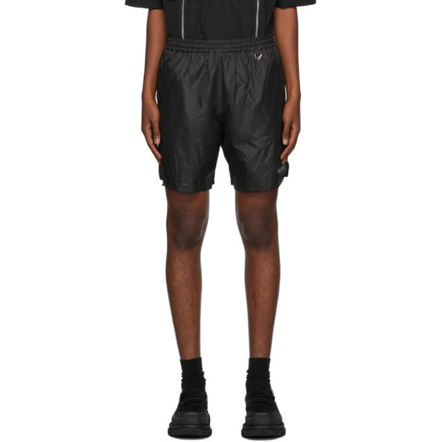 We11done Black Metallic Logo Shorts