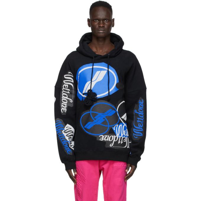 We11done Black Stacked Logo Hoodie