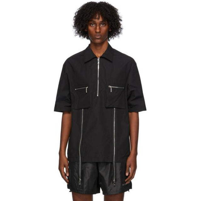 We11done Black Zip Pocket Short Sleeve Shirt