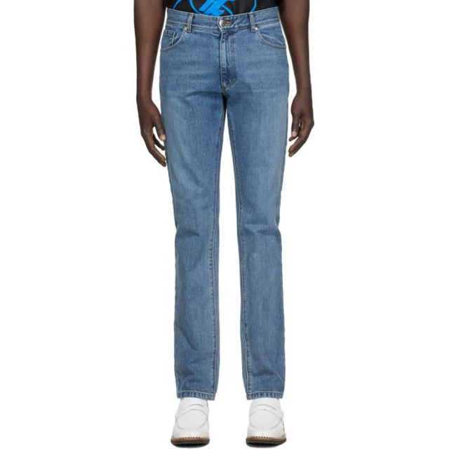 We11done Blue Embossed Pocket Jeans