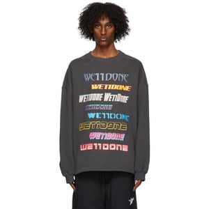 We11done Grey Fleece Logo Sweatshirt