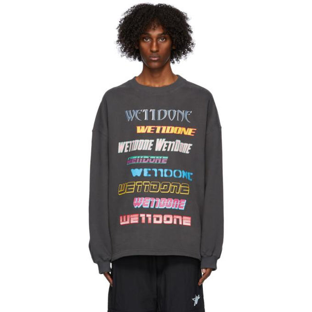 We11done Grey Fleece Logo Sweatshirt