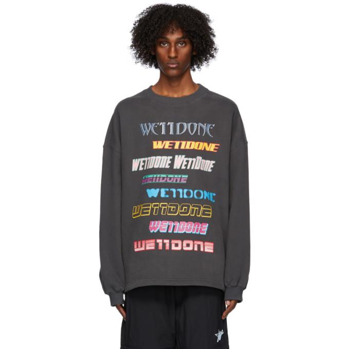 We11done Grey Fleece Logo Sweatshirt