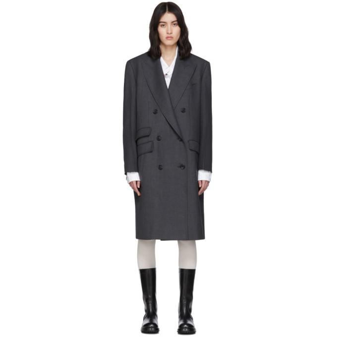 We11done Grey Tailored Double-Breasted Coat