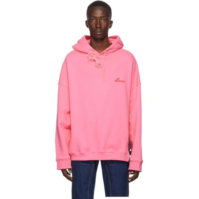 We11done Pink Cut-Out Logo Hoodie