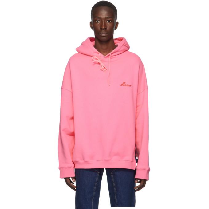 We11done Pink Cut-Out Logo Hoodie