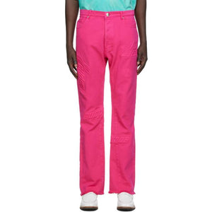 We11done Pink Embossed Semi-Boot Cut Trouser