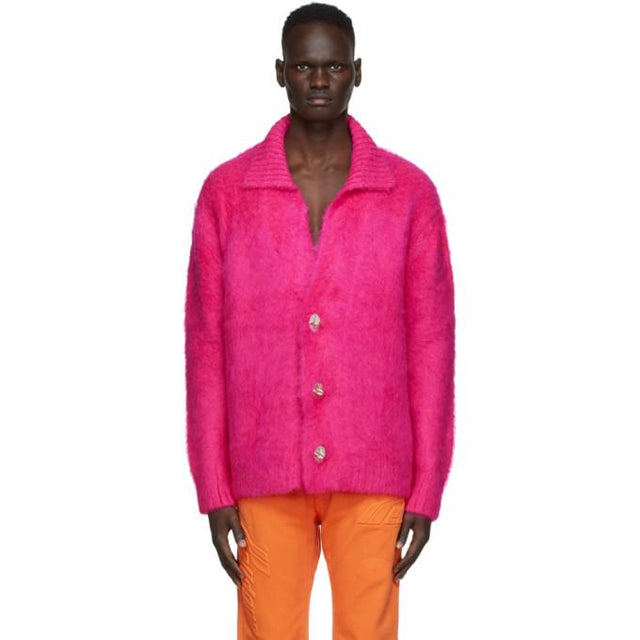 We11done Pink Metal Detail Cardigan