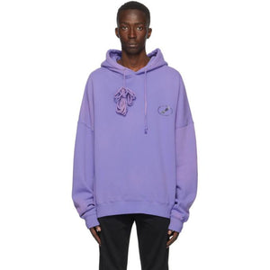 We11done Purple Iridescent Logo Hoodie BlackSkinny