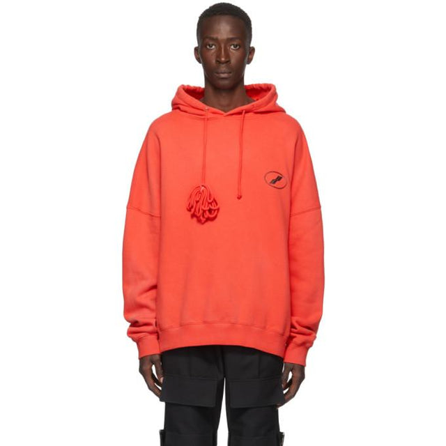 We11done Red Iridescent Logo Hoodie