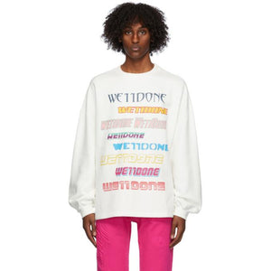 We11done White Fleece Logo Sweatshirt