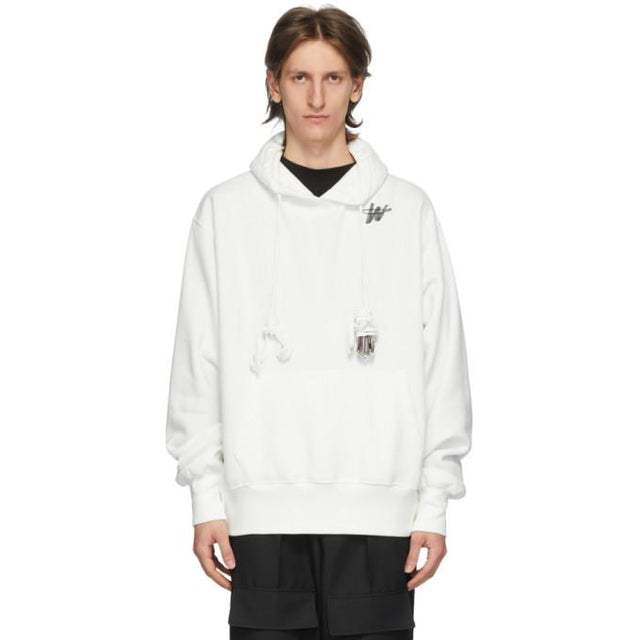 We11done White WD Logo Hoodie