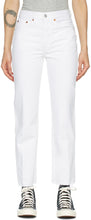 Re/Done White 70s Stove Pipe Jeans - Re / Done Blanc 70s Poêle Tuyau Jeans - RE / DONE 화이트 70S 스토브 파이프 청바지