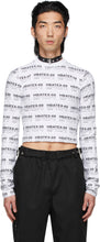 Hood by Air White All Over Print Crop Long Sleeve T-Shirt - Capuche par air blanc T-shirt à manches longues à manches longues - 공기 화이트에 의해 후드는 인쇄 자르기 긴 소매 티셔츠