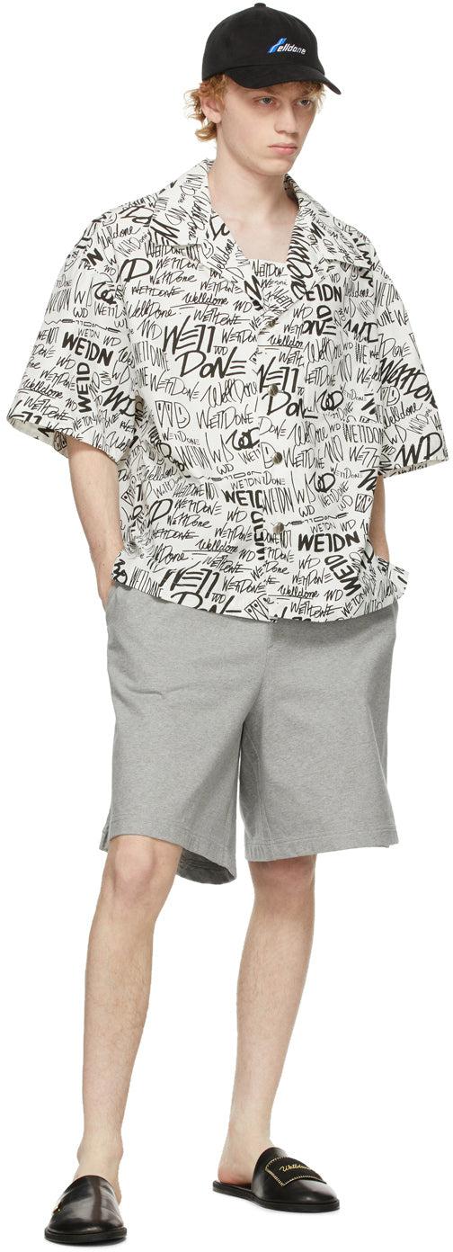 We11done White Allover Logo Short Sleeve Shirt