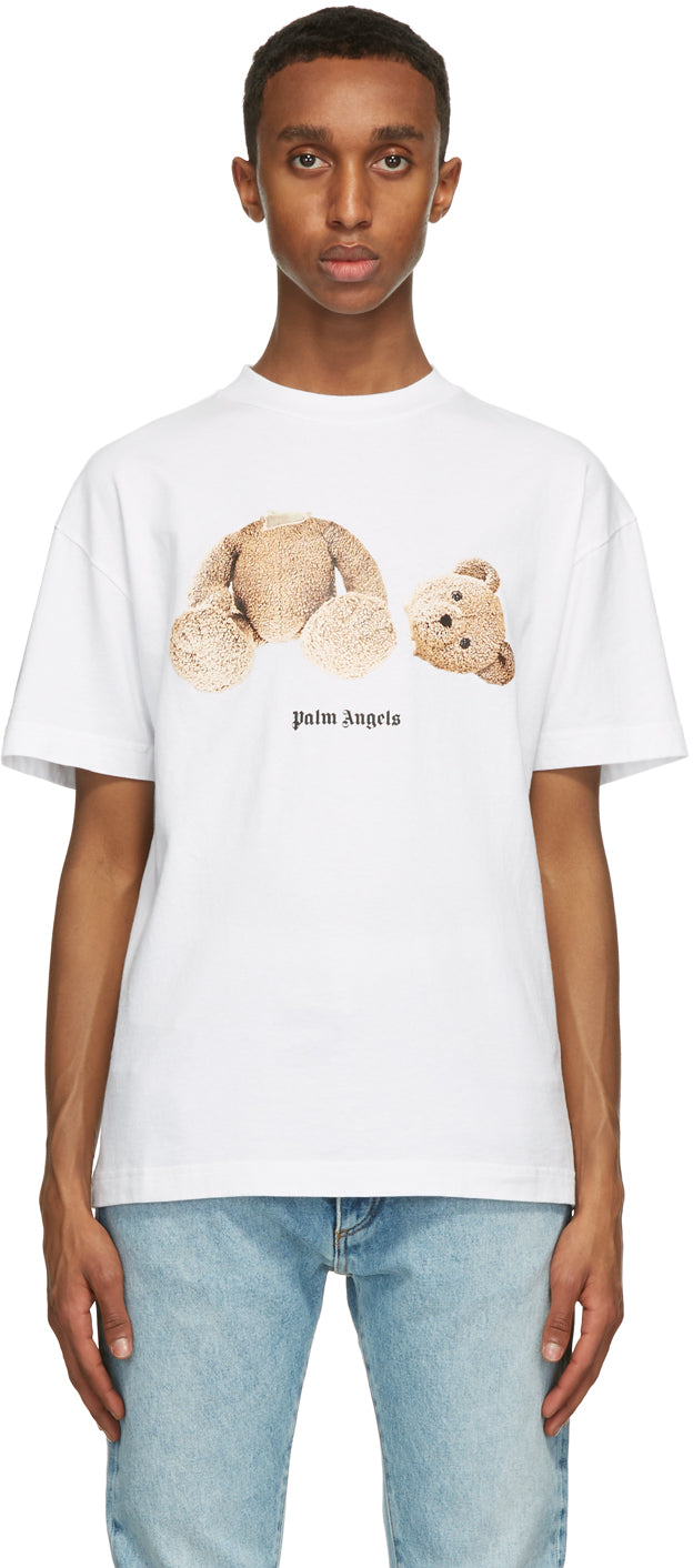Palm Angels White Bear T-Shirt - T-shirt d'ours blanc d'anges de palmels - 팜 천사 화이트 베어 티셔츠