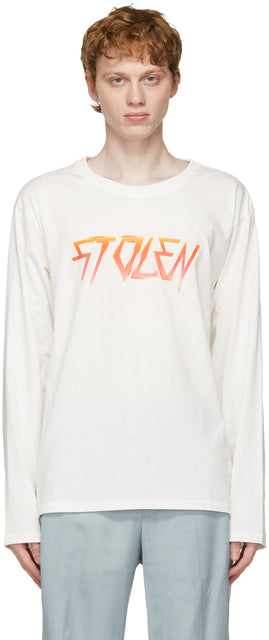 Stolen Girlfriends Club White Berate Fade Long Sleeve T-Shirt - T-shirt à manches longues à manches longues du club blanc - 도난 된 여자 친구 클럽 화이트 Brote Fade 긴 소매 티셔츠