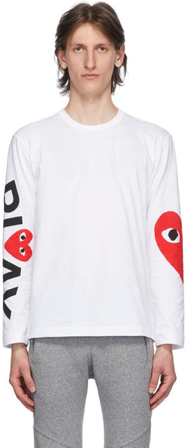 Comme des GarÃ§ons Play White Big Heart Long Sleeve T-Shirt