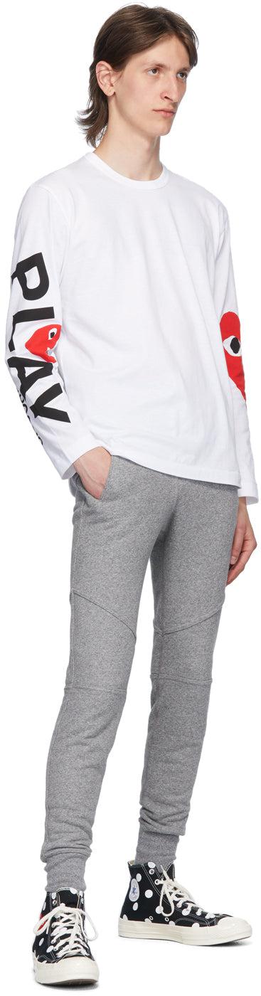 Comme des GarÃ§ons Play White Big Heart Long Sleeve T-Shirt