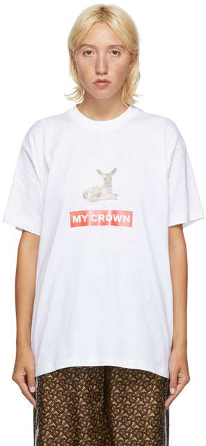 Burberry White Carrick Crown T-Shirt