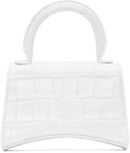 Balenciaga White Croc Mini Hourglass Bag